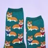 Socksmith Corgi Emerald - Women's Novelty Socks $10 Or Less