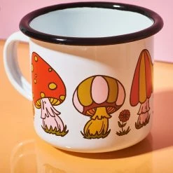 Astral Weekend Enamel Camping Mug - Orange Mushroom