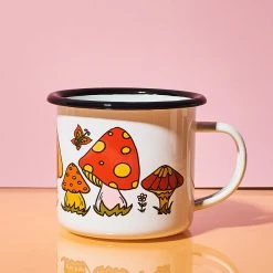 Astral Weekend Enamel Camping Mug - Orange Mushroom