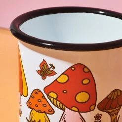 Astral Weekend Enamel Camping Mug - Orange Mushroom