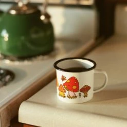 Astral Weekend Enamel Camping Mug - Orange Mushroom