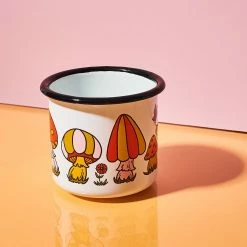 Astral Weekend Enamel Camping Mug - Orange Mushroom