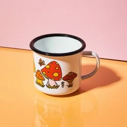Astral Weekend Enamel Camping Mug - Orange Mushroom