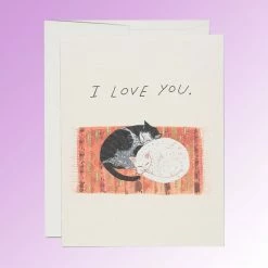 Red Cap Cards $10 Or Less I Love You Cat Cuddle Greeting Card