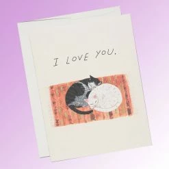 Red Cap Cards $10 Or Less I Love You Cat Cuddle Greeting Card