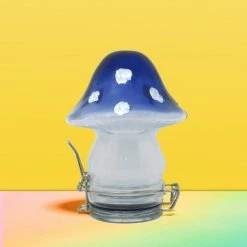 Misc. Mushroom Glass Stash Jar - Blue Sale