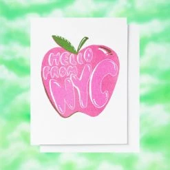 Yellow Owl Workshop Hello From NYC - Risograph Greeting Card $10 Or Less