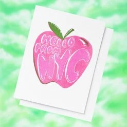 Yellow Owl Workshop Hello From NYC - Risograph Greeting Card $10 Or Less