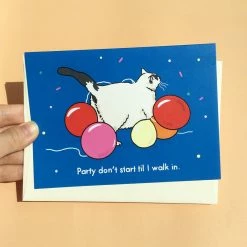 Ping Hatta Studio Party Cat Greeting Card $10 Or Less