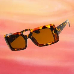 Misc. Retro Rectangular Sunglasses - Tortoise