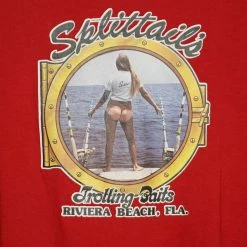 Vintage 80s Splittail's Pin Up Girl Fishing Novelty Pocket Shirt $50 OR LESS