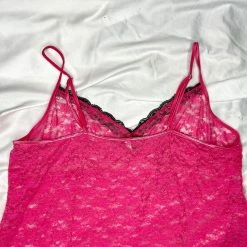 Vintage Magenta Stretch Lace Slip Dress