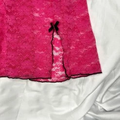 Vintage Magenta Stretch Lace Slip Dress