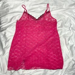 Vintage Magenta Stretch Lace Slip Dress