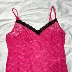 Vintage Magenta Stretch Lace Slip Dress