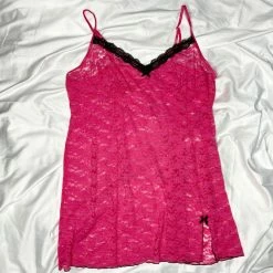 Vintage Magenta Stretch Lace Slip Dress