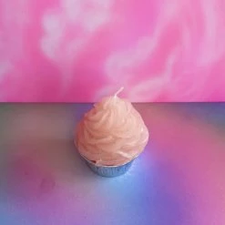 Vintage Pink Cupcake Candle