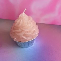 Vintage Pink Cupcake Candle