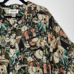 Vintage Silk Button Up Shirt - Yankees Baseball Scenes
