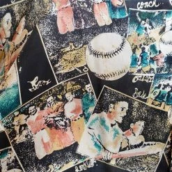 Vintage Silk Button Up Shirt - Yankees Baseball Scenes