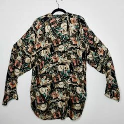 Vintage Silk Button Up Shirt - Yankees Baseball Scenes